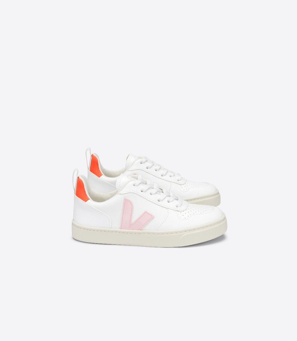 Veja Sneakers Kids - V-10 Lace Cwl - White/Orange - 0391CAWSY